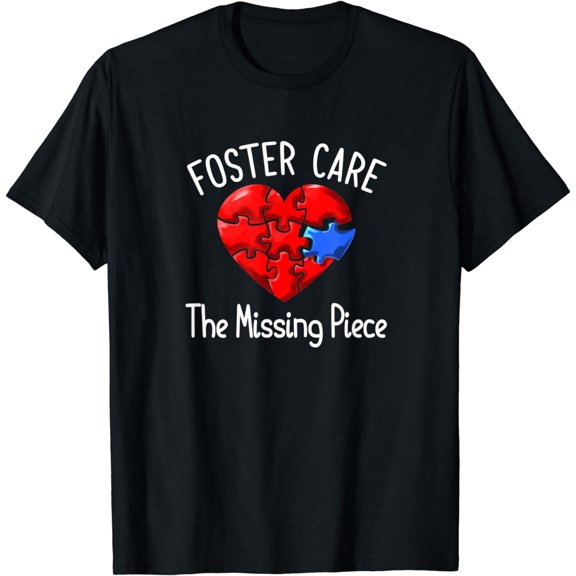 Foster Care Awareness Shirt Red Heart The Missing Piece mens t shirt,black,women,funny,misfits,men,journey