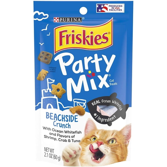 Purina Friskies Made in USA Facilities Cat Treats, Party Mix Beachside Crunch - 10 2.1 oz. Bags