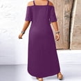 thumbnail image 5 of QTBIUQ Cold Shoulder Maxi Dress Women V Neck Casual Dress Loose Summer Dress Beach Cover up Comfortable Everyday Long Dress, 5 of 5