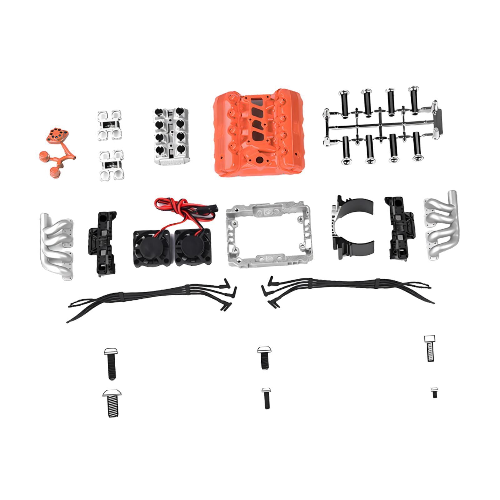 LeeQinersw RC Car Djv8 Simulate Engine Fans Radiator Accessories for 1/10 Scale Model Premium Quick Installation Pare Parts Professional orange