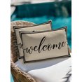 thumbnail image 3 of Outdoor Pillows Waterproof, Beige Welcome Bedding Throw Pillows with Insert for Couch Sofa Bed, Modern Minimalist Black Striped Border 12x20 Inch Pillowcases Decorative Camping Patio Pillow Set of 1, 3 of 7