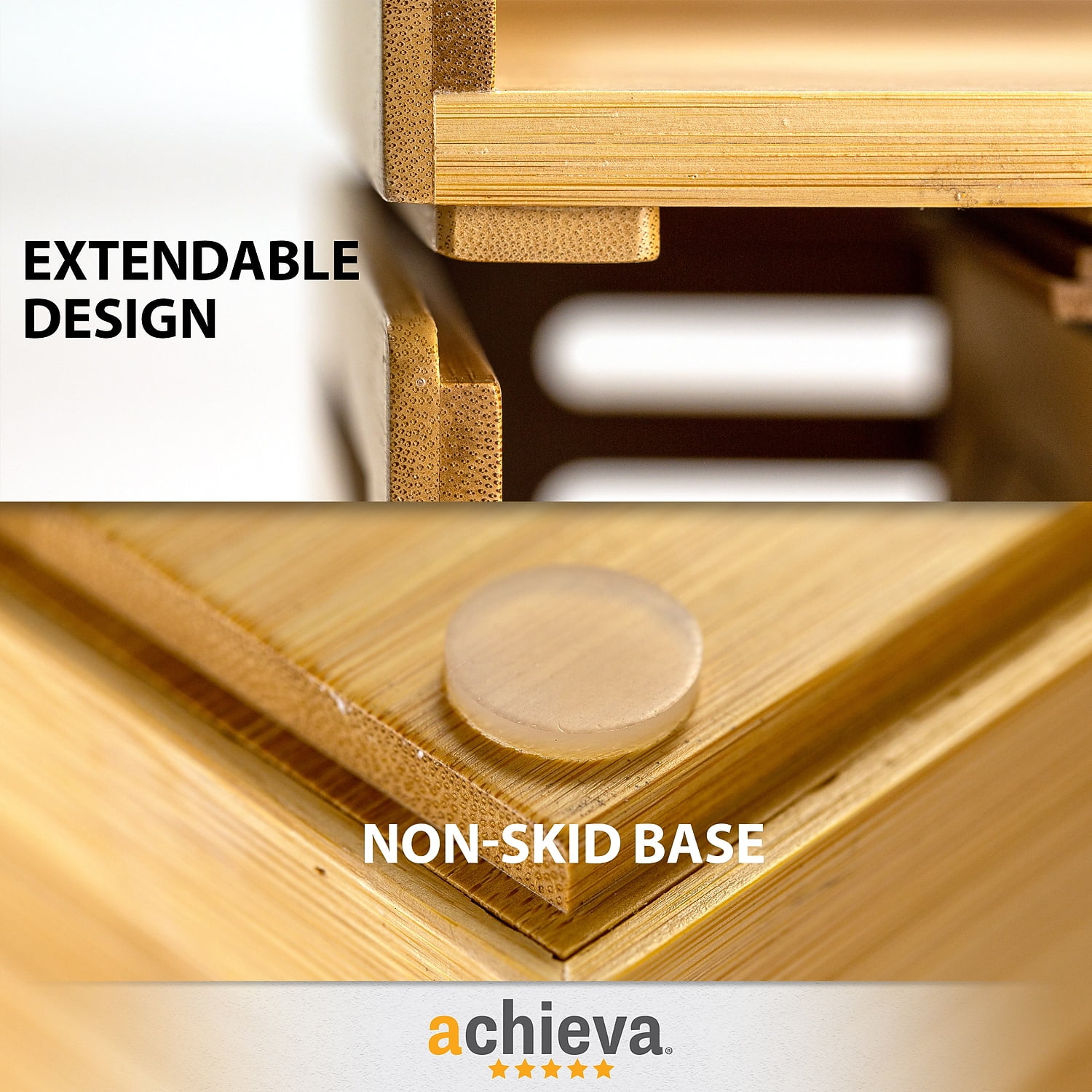 Officemate Bamboo Desk Accessories 9-Compartment Stackable Wood Desk Organizer  Natural Wood Grain