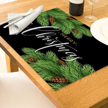 

KEUSN Christmas Table Placemats Christmas Rustic Vintage Washable Table Mats