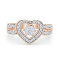 thumbnail image 2 of Round Cut Natural White Diamond Heart Engagement Promise Ring In 14K Rose Gold Plated 925 Sterling Silver (Color: I-J, Clarity: I2-I3, 0.03 Cttw) -4.5, 2 of 9