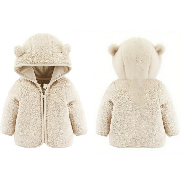 Kids Winter Coat Baby Hoodie with Bear Ear for Baby Girls Toddler Fall Jacket Baby Winter Clothes 6-12 Months