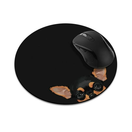 FINCIBO Round Standard Mouse Pad, Black Tan Chihuahua