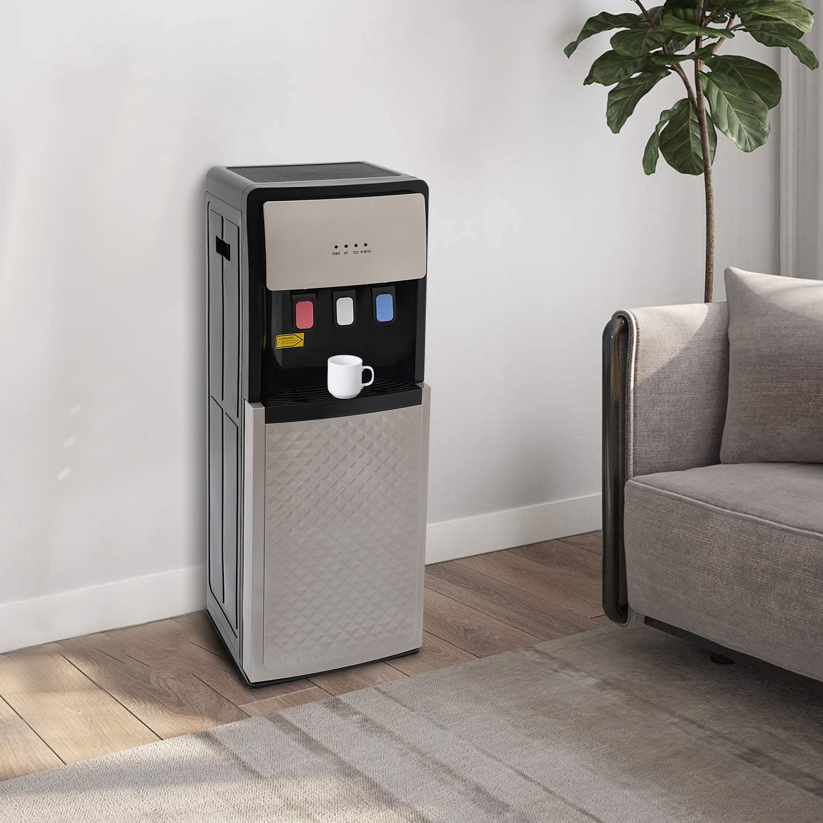 Bottom Loading Water Dispenser with Detachable Water Collection Box, Hot & Cold Standing Water Cooler Dispenser