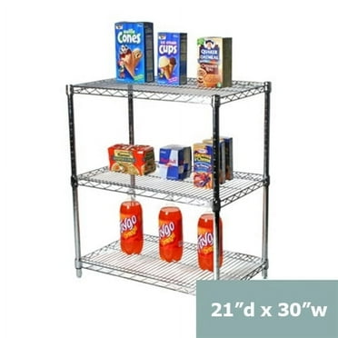 Shelving Inc. 21"d x 30"w x 34"h Chrome Wire Shelving with 3 Tier Shelves, Weight Capacity 800lbs Per Shelf