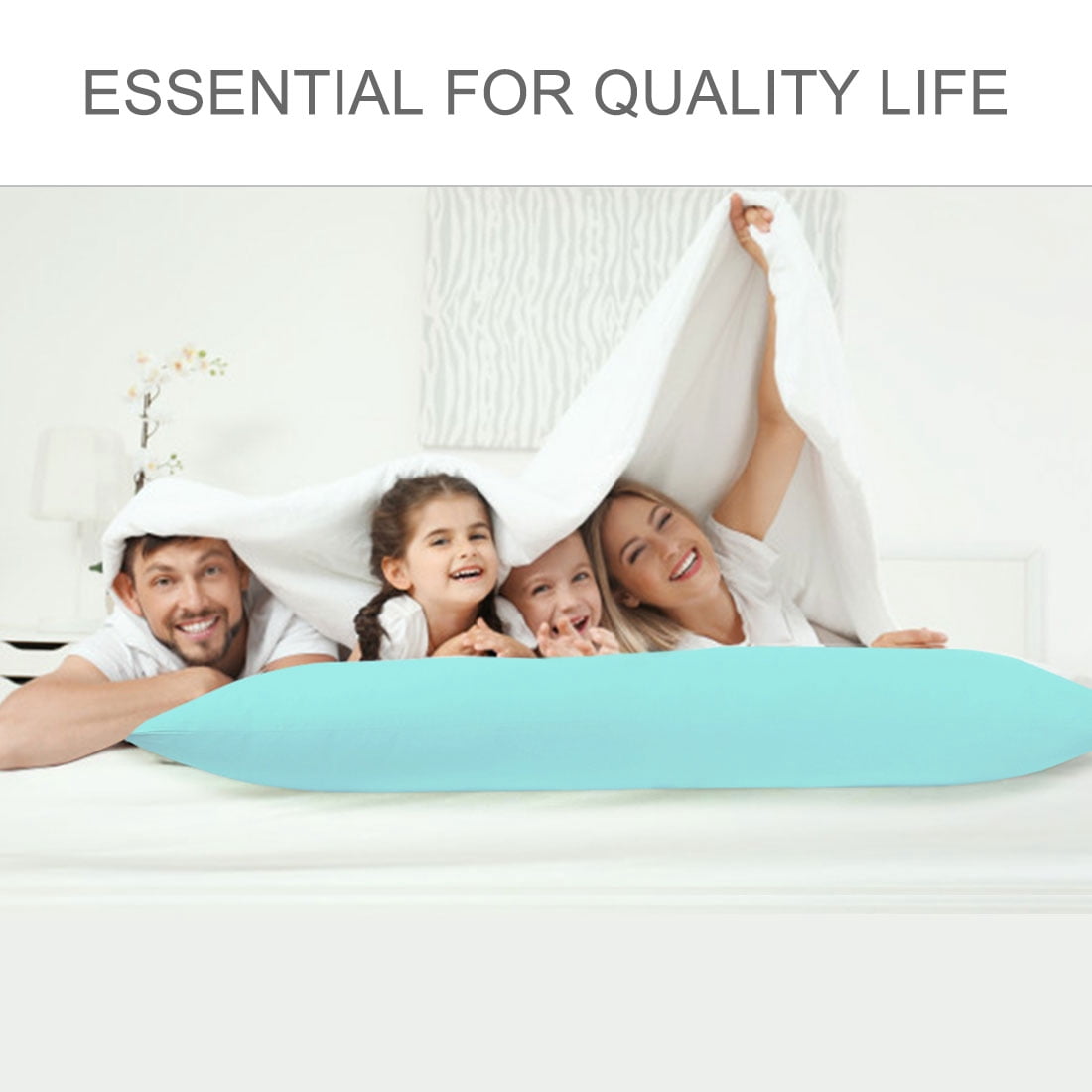 Unique Bargains Pillowcases 2 Pack 100% Cotton Body Pillow Covers Cyan 20" x 54"