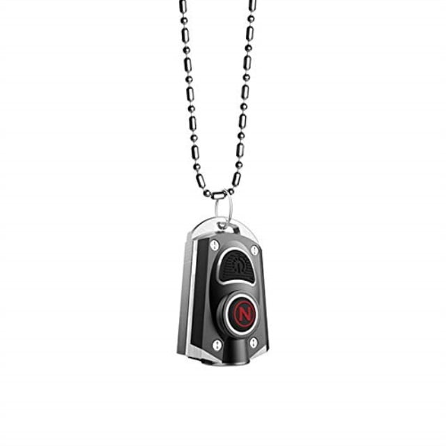 NEBO Mini Rechargeable Keychain Flashlight: Features 6 Unique Light Modes Including 400 Lumen Turbo Mode and 3 LED Color Options; Easily Secured via Necklace MYCRO 6714 Lanyard or Keyring Black