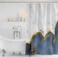 thumbnail image 3 of Blue Gold Marble Shower Curtain, Waterproof Shower Curtains for Bathroom, Modern Abstract Marble Crack Texture Washable Fabric Bathtub Curtain Set Bath Decor with 12 Hooks Standard 72"x72", 3 of 8