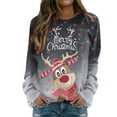 thumbnail image 1 of Chandail en Molleton de Noël pour Femmes, Cardigan à Manches Longues, Col Rond, Pull Chaud, Imprimé, Mode, Mi-Long, 1 of 6