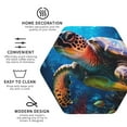 thumbnail image 3 of Zufioo Ice Blue Ocean Sea Turtle Print Leather Coaster Set, Decorative PVC Coasters 4-pack - Scald and Stain-resistant, Suitable for Home, Cafes, Restaurants-Hexagon, 3 of 6