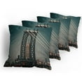 thumbnail image 5 of Ambesonne Landscape Throw Pillow Cover 4 Pack, Buildings Cityscape, 20", Teal, 5 of 7