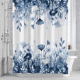 thumbnail image 2 of Blue Flowers Shower Curtain for Bathroom, Spring Watercolor Gradient Blue Floral Leaf Botanical Waterproof Cloth Fabric Bathroom Accessories Set with 12 Rust Proof Plastic Hooks, 72"x84", 2 of 9