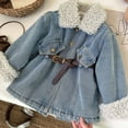 thumbnail image 6 of Little Girls Lined Denim Jacket Warm Long Coat Winter Outerwear Soft Kids Fashion Top Outerwear Girls Clothes Blue Size 7-8T, 6 of 7