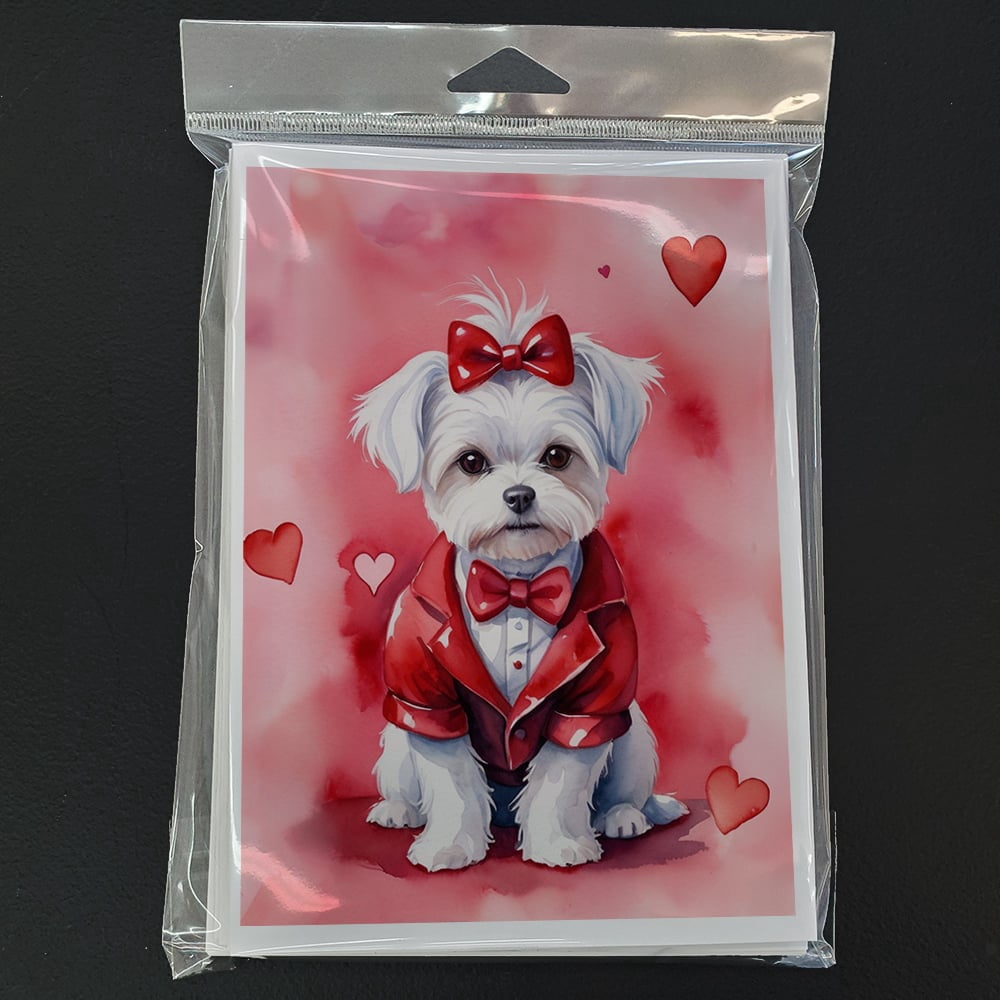 Maltese My Valentine Greeting Cards Pack of 8 7 in x 5 in