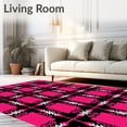 thumbnail image 2 of ODIKA 6'x9' Machine Washable Non-Slip Area Rug, Festive Winter Snowflake Buffalo Plaid Holiday Decorative High Traffic Rug with Pad, Pink, 608473, 2 of 8