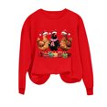 thumbnail image 5 of HOMBOM Womens Red Sweatshirts Christmas Merry Light Up No Hood Xmas Funny Crewneck Sweatshirt for Adult, 5 of 6