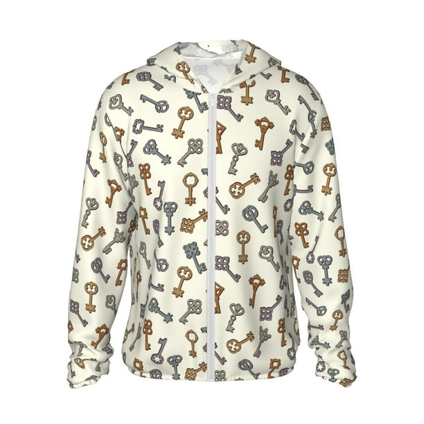 Fotbe Keys1 Chaqueta con Protección Solar UPF 50+ para Hombre y Mujer, Camisa con Capucha y Bolsillos-Small