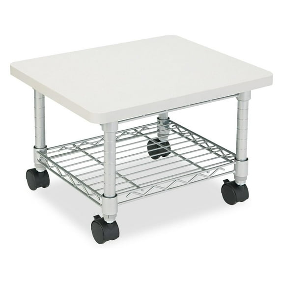 Under Desk Printer Stand with Shelf - 19"W x 16"D x 13.5"H - Mobile Printer Cart - Gray Steel - Home & Office Organization Gray Powder Coat