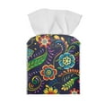 thumbnail image 2 of Psesaysky Stylish Tissue Box Cover Square - PU Leather Holder Waterproof Tissue Boxes - Fall Decorative Cube Cover for Bathroom and Home, Boho Floral, 2 of 7