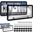 thumbnail image 1 of HSHDLDF 2 Pack Car Smoked License Plate Covers Frame Shield Combo Unbreakable License Plate Tinted Cover Novelty fits All Standard US Plates,Bubble Design License Plate Holder with Screws & Caps(Cle, 1 of 6