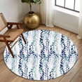 thumbnail image 2 of Round Area Rug 8 Ft, Blue Weeping Eucalyptus Washable Non-Slip Circle Carpet for Living Room/Bedroom, Spring Summer Farmhouse Leaves Collection Low-Profile Large Area Rugs for Indoor, 2 of 8
