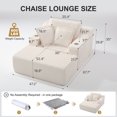 thumbnail image 5 of Leumius Oversized Chaise Lounge Chair Indoor,67'' Faux Fur Upholstered Boneless Sofa Bed,Deep Seat Sleeper Cloud Sofa with Cup Holders & 3 Pillows for Living Room, No Assembly Required,White, 5 of 14