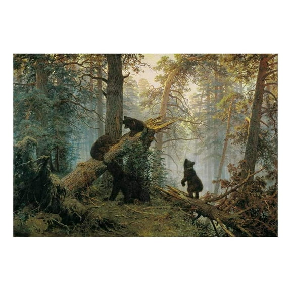 wall26 Morning in a Pine Forest (Bears Playing on a Fallen Tree) by Ivan Shishkin Russian - Wall Mural - 100x144 inches