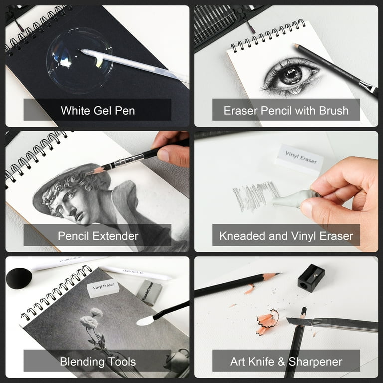 KALOUR Kunstset, 135 stuks teken- en schilderbenodigdheden met schetsboek, aquarel ansichtkaarten, kleurboek, tutorial, potloden