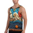 thumbnail image 2 of Pofeuu Whimsical Sailboat Ocean Art Print Men's Workout Tank Tops Sleeveless Muscle Gym Shirt Quick Dry-4X-Large, 2 of 7