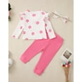 thumbnail image 3 of 12 Months Baby Girls Clothes 18 Months Girls 3PCS Outfits Set Flower Print Toddler Girls Long Sleeve Top Pants Set with Headband Pink, 3 of 9