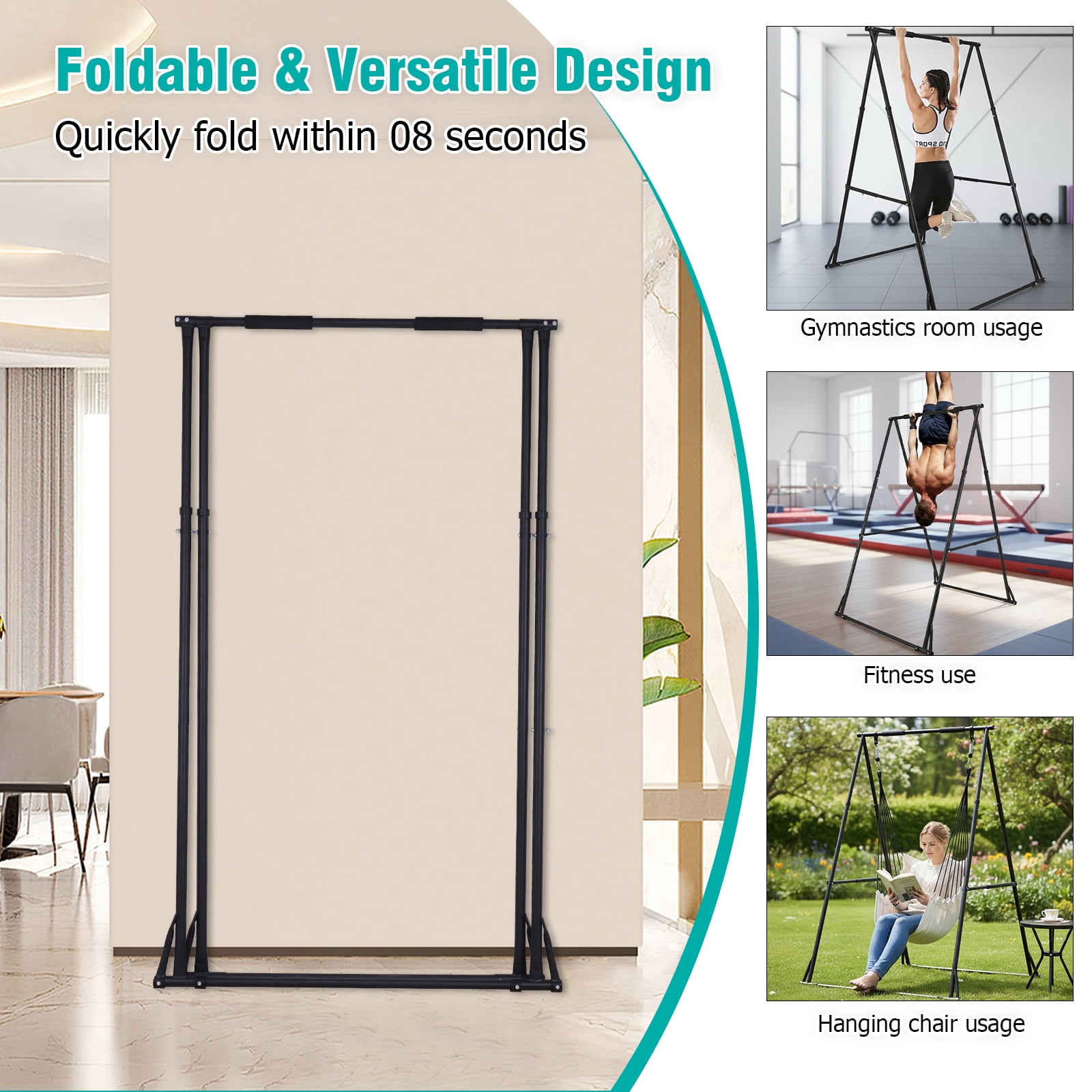 Btidfty Foldable Free Standing Multifunctional Exercise Rack 771.6LBS Capacity Portable Pullup Bar Station for Home Gym Equipment