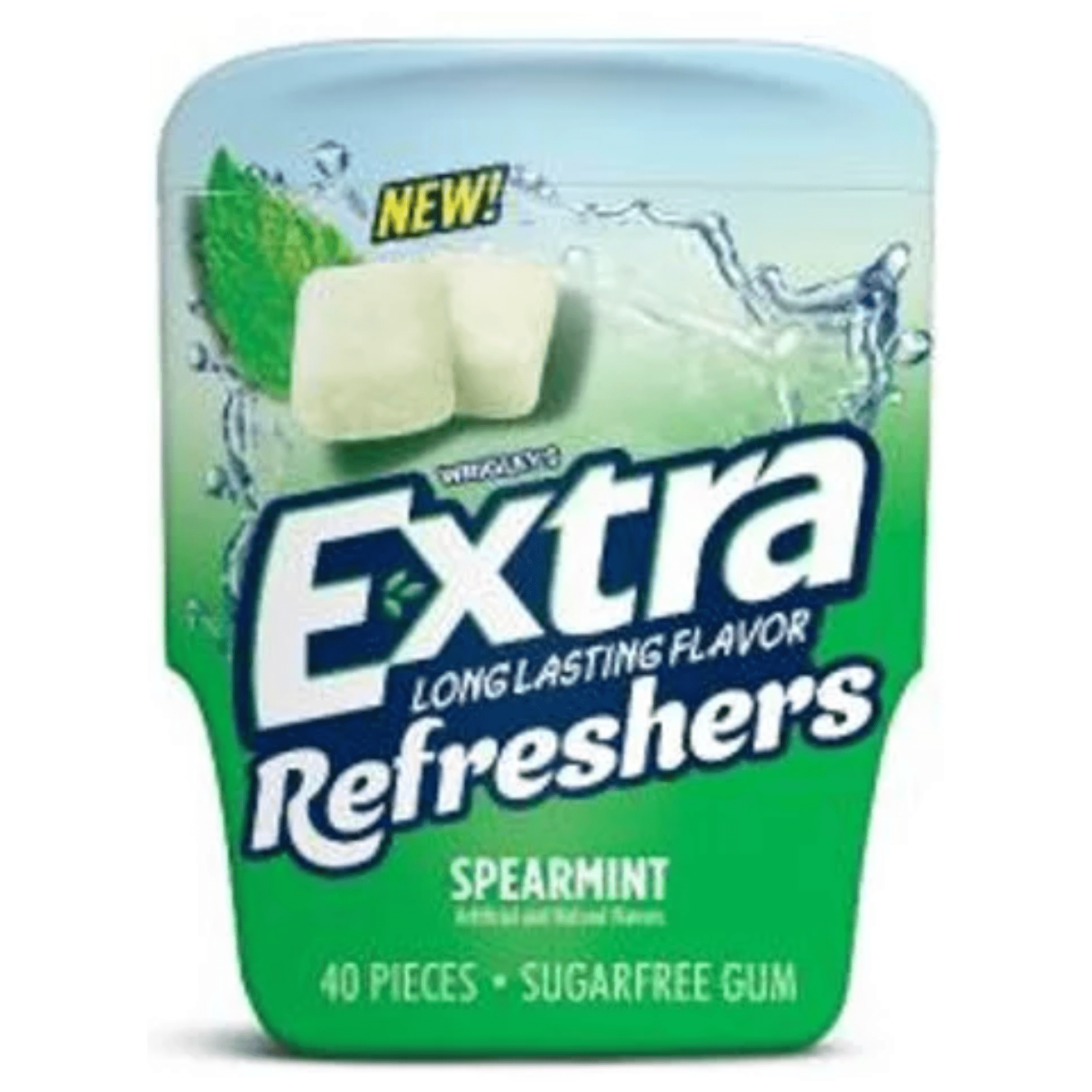 EXTRA Refreshers SPEARMINT Sugar Free Chewing Gum Bulk, 40 Pieces Per Gum Bottle 160 Pieces Total (Pack of 4)