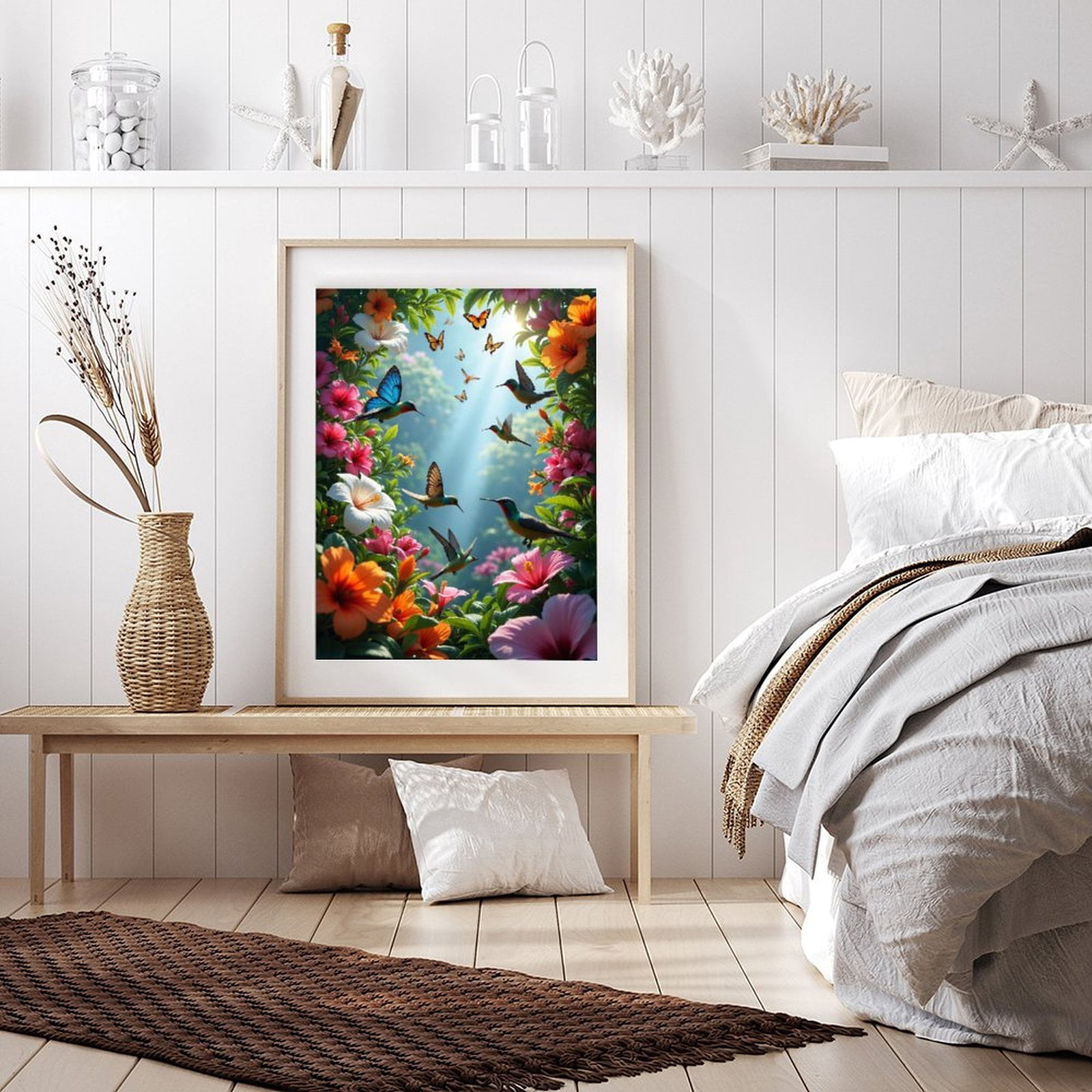 Diamond Art Kit for Adults, Butterflies Hummingbirds Colorful Blooms Diamond Painting for Adults Beginners, DIY Diamond Art Painting Kits, 5D Diamond Painting Crafts for Home Decor 12x16 Frameless