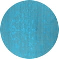 thumbnail image 1 of Ahgly Company Indoor Round Oriental Light Blue Industrial Area Rugs, 4' Round, 1 of 4