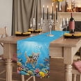 thumbnail image 2 of Ocean Diving Cat Table Runner, Coastal Coral Fish Marine Life Washable Cotton Linen Table Runners 90 Inches Long, Dresser Scarf Runner for Dining/Coffee/Kitchen/Hallway Tables 13''x90'', 2 of 9