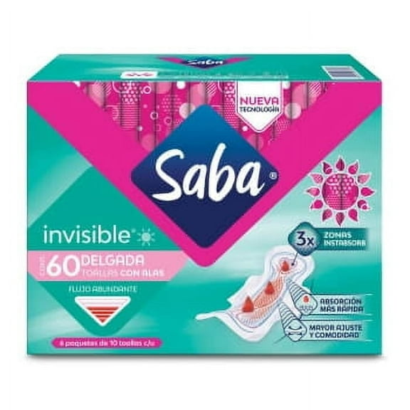 Saba Invisible Sanitary Napkins 60 pcs