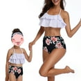 thumbnail image 2 of Jurebecia Mother Daughter Swimwear Family Matching children Two Pieces Bathing Suits Top Ruffled Flounce Tummy Control High Waisted Bottom Bikini Set, 2 of 8