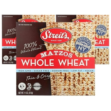 Streit's Whole Wheat Matzo - Thin & Crispy, Low Sodium, Low Fat, Family Owned, Kosher Certified, Pair with Soups, Spreads & Salads (11oz, Pack of 3)