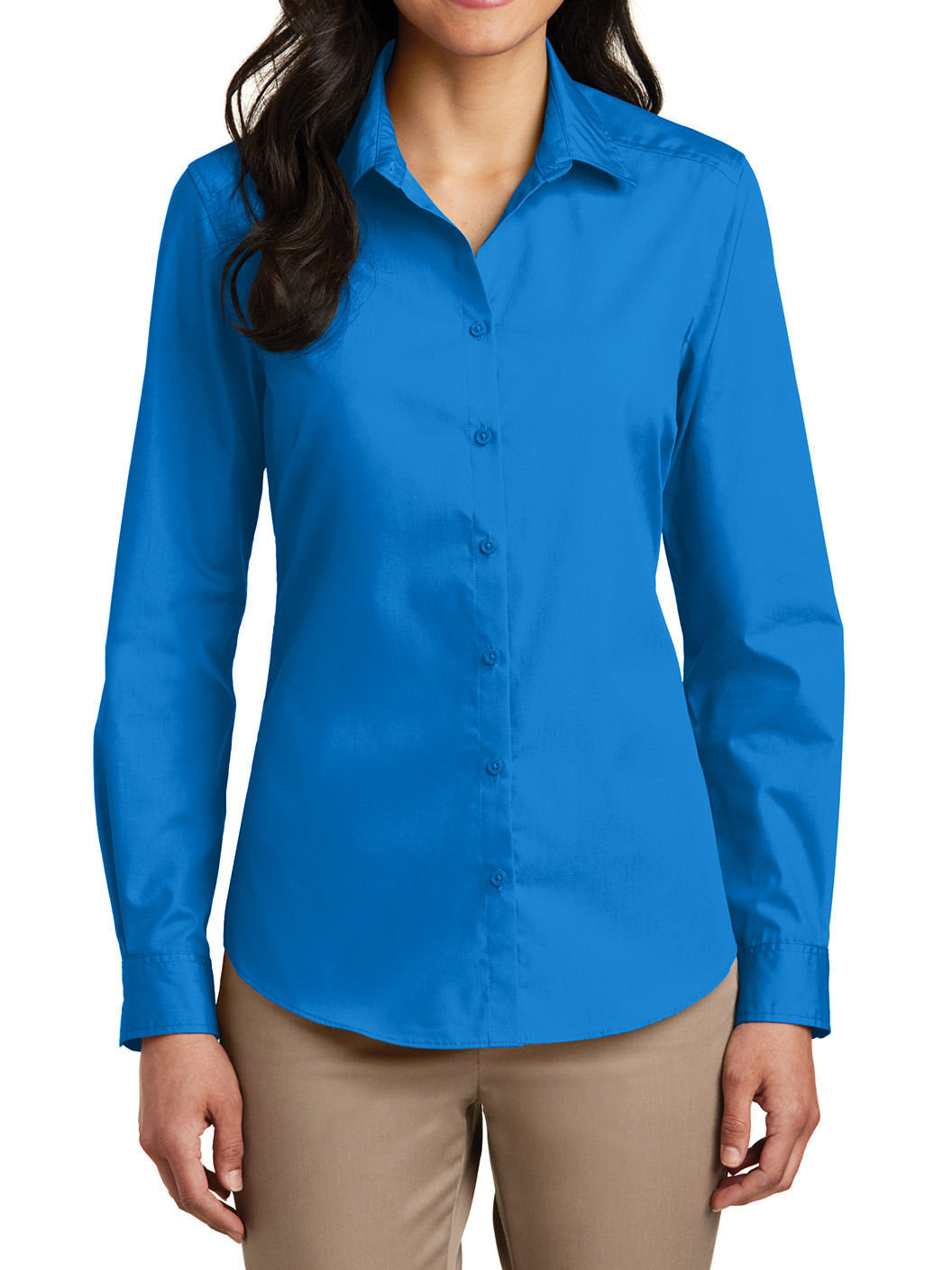 Essentials Classic-Fit 3//4 Sleeve Poplin Shirt Dress-Shirts Donna