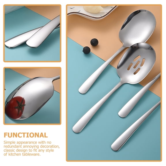 2 Pcs 304 Stainless Steel Large Serving Spoons Thickened Utensils for Restaurant, Canteen, Party, and Heavy Duty