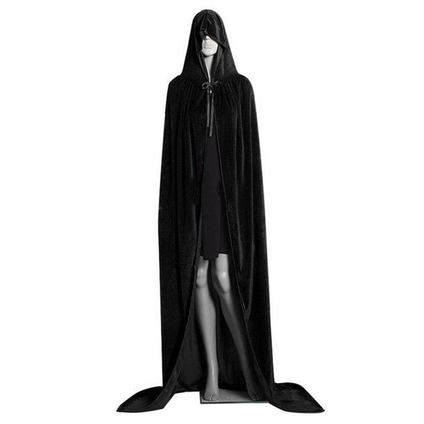 Yuarrent Disfraces de Halloween Disfraces Adultos Unisex Túnica con capucha Capa larga Cape Hood Kits de decoración para fiestas negro S Yuarrent JJ25622-01