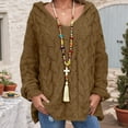 thumbnail image 2 of DHFJKG Womens Sweaters Hoodies Knit Jacquard Oversized Deep V Neck Loong Sleeve Hooded Pullover Sweater Solid Color Versatile Jumper Tops, 2 of 5