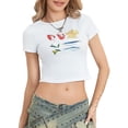 thumbnail image 1 of WIFORNT Women's Summer Fitted Crop Tops Short Sleeve Crewneck Solid Color/Pattern Print Cropped T-shirt, 1 of 9