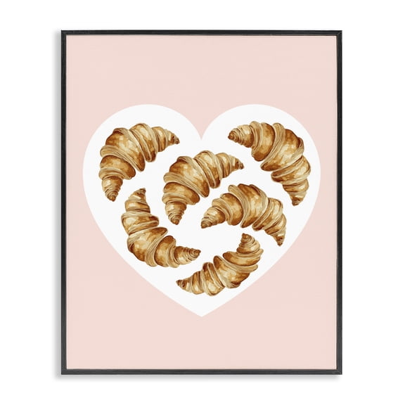 Stupell Industries Rustic Lodge Morning Croissants in Heart Shape Black Framed Giclee Art, 11 x 14, by Lil' Rue