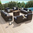 thumbnail image 6 of unmthink 13-Piece Rattan Sectional Patio Furniture Set with Fire Pit Table, 2 Coffee Tables, Blue, 6 of 8