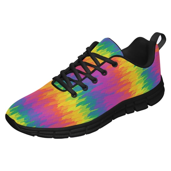 LGBT Pride Shoes Men Women Fashion Rainbow Sneakers Lightweight Breathable Running Shoes Gift for Gay Lesbian Black Size 3.5