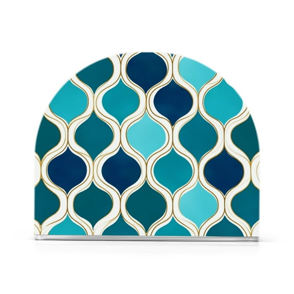 Yayeee Napkin Holder for Table Kitchen Paper Tissue Organization, Blue Geometric Pattern